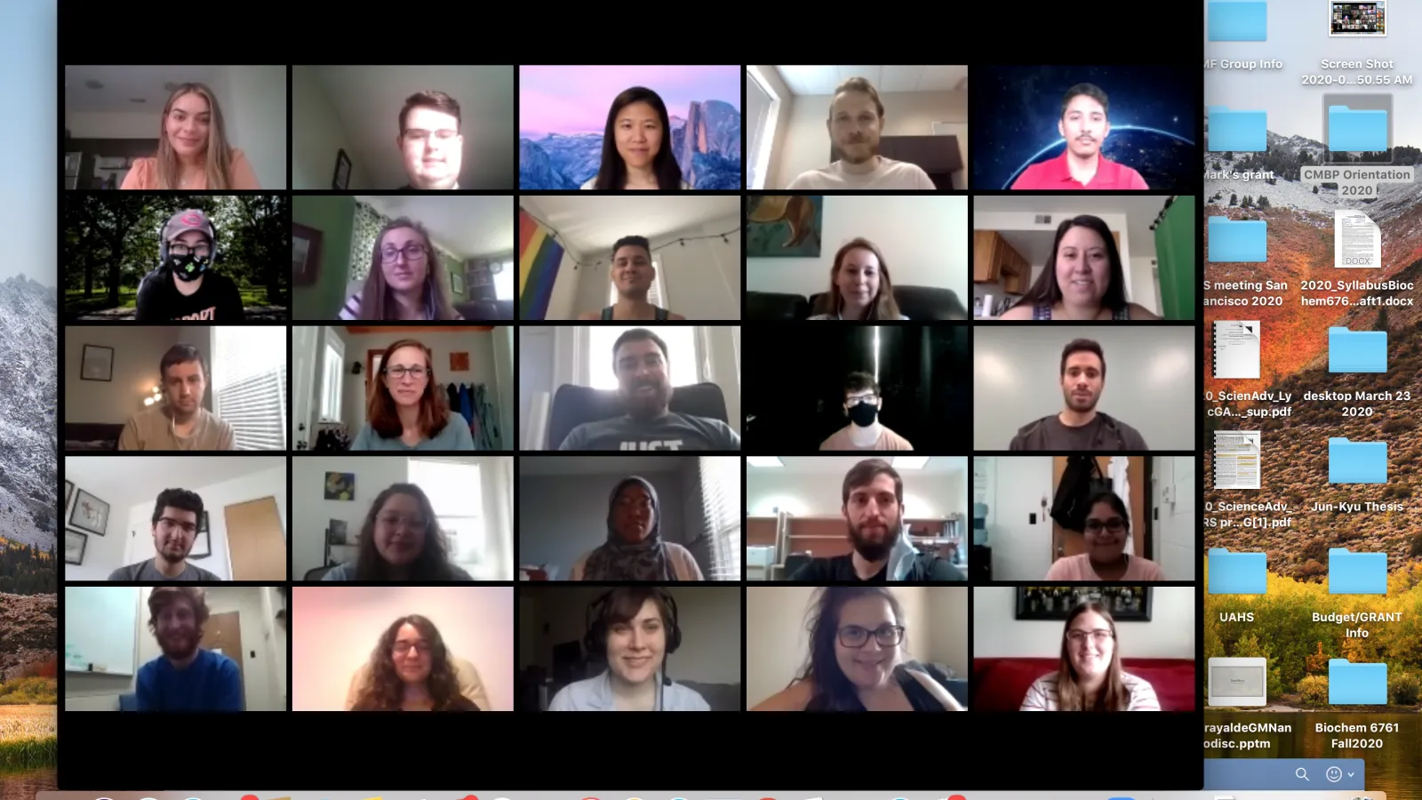 Screenshot of trainees attending the Autumn 2020 CMBP Trainee Orientation on Zoom