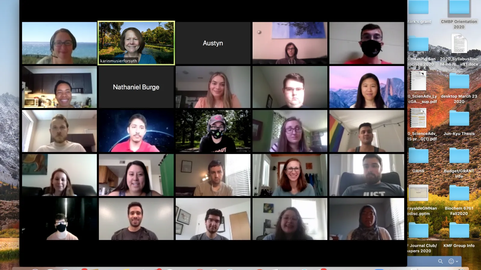 Screenshot of trainees attending the Autumn 2020 CMBP Trainee Orientation on Zoom