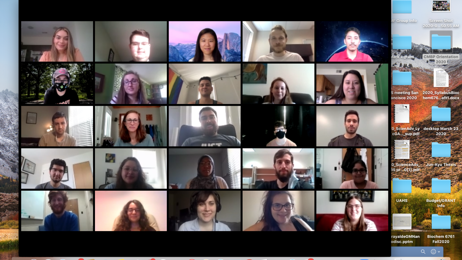 Screenshot of trainees attending the Autumn 2020 CMBP Trainee Orientation on Zoom